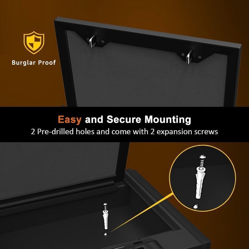 Patron [ 30% Larger capacity ]Gun Safe for Pistols, Biometric Handgun Safe box, Mounted Handgun Safe Quick Access Security Safe with Fingerprint Keypad Lock for Home nightstand - Image 5